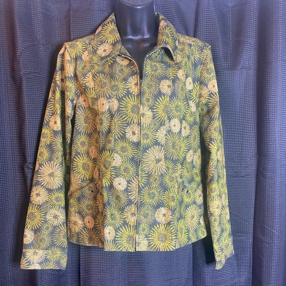 Christopher & Banks Green gold zip jacket. EUC! Size Large - Picture 2 of 9